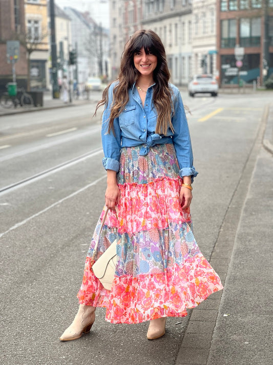 Place du Soleil Rock chiffon mix print long No129 concept store Duesseldorf
