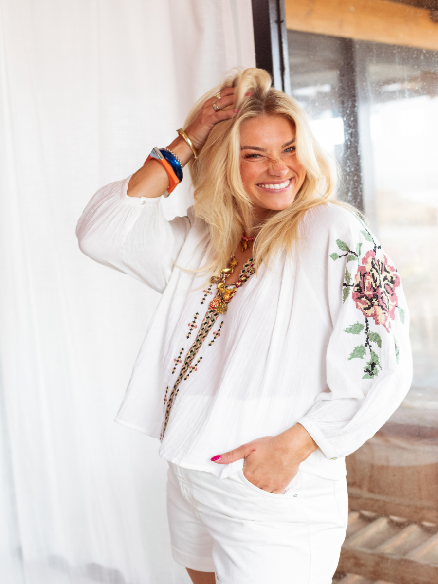 Place du Soleil Bluse Flower embr