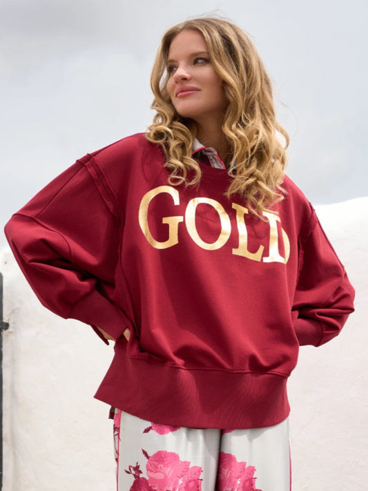 Miss Goodlife Sweatshirt Gold oversize